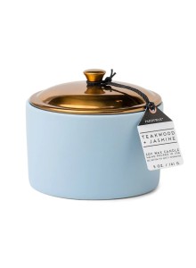 Керамична соева свещ Падивакс, Hygge - ледено синьо - Тиково дърво и жасмин